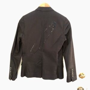 Black blazer - Safety Pin Rhinestone Design